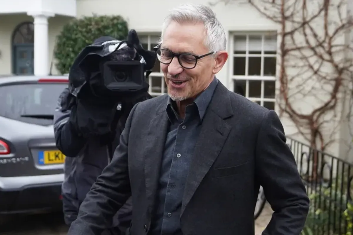 Gary Lineker speaking to press outside his home