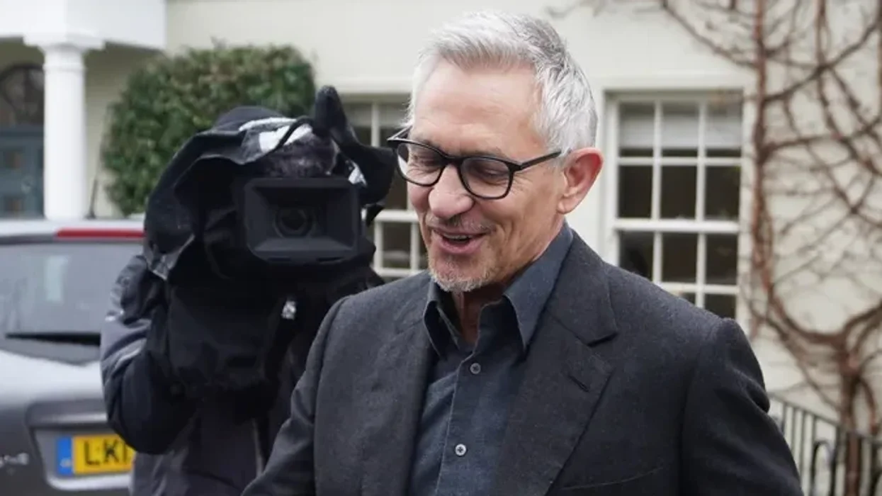 Gary Lineker speaking to press outside his home