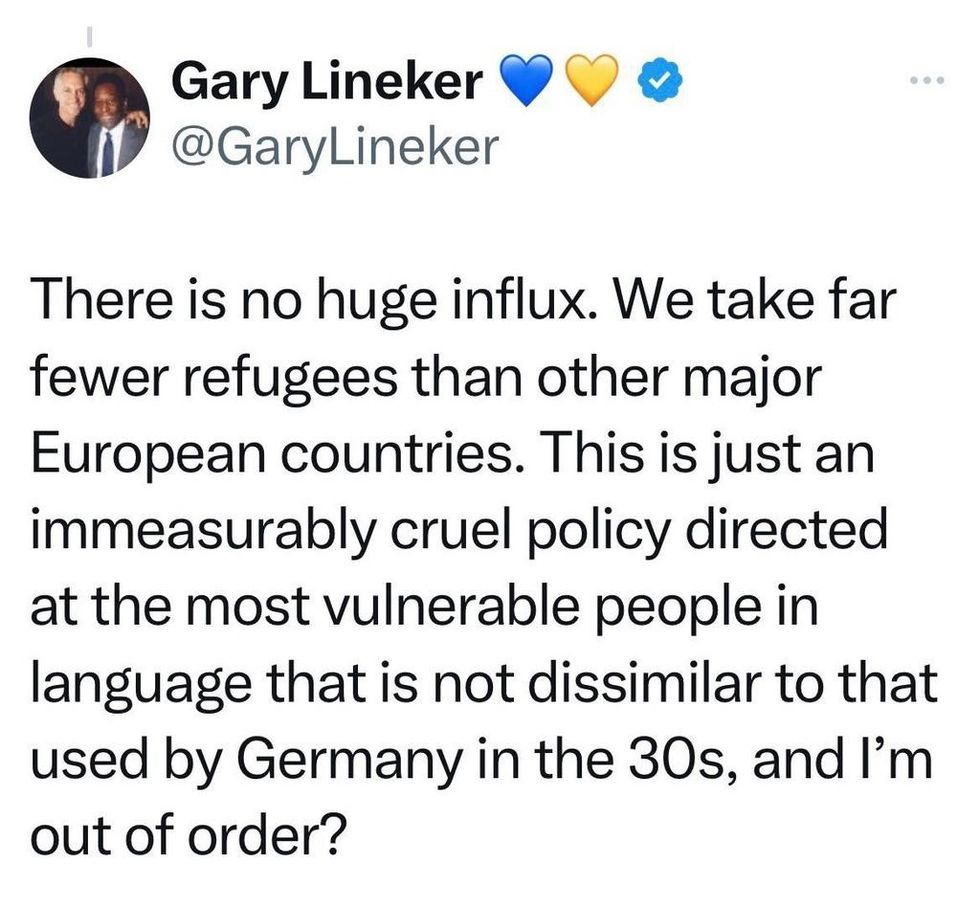 Gary Lineker tweet