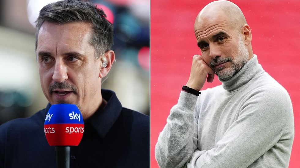 Gary Neville admitted he was left stunned after reports of Pep Guardiola's impending departure from Manchester City emerged in the middle of Monday night's Premier League coverage