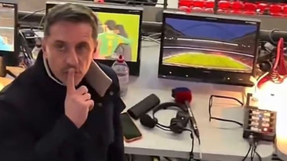 Gary Neville found himself on the receiving end of verbal abuse from a Manchester City supporter following the club's Carabao Cup triumph over Arsenal at Wembley on Sunday