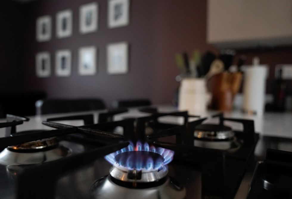 Gas hob being used