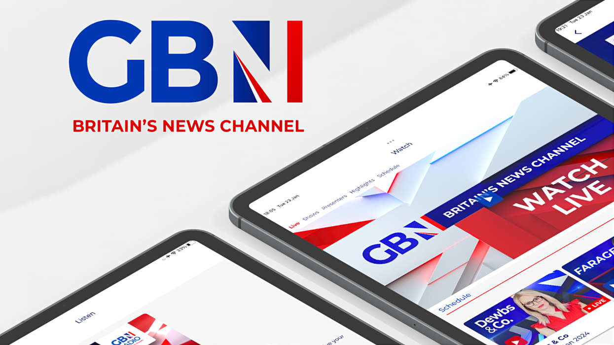 GB News app on iPad with the GBN logo