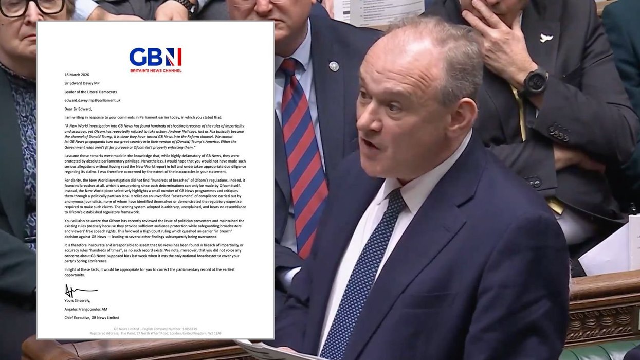 GB News CEO Angelos Frangopoulos writes an open letter to Lib Dem leader Sir Ed Davey - read in full