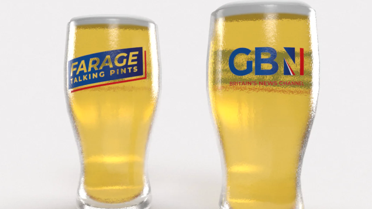 GB News Farage pint glasses