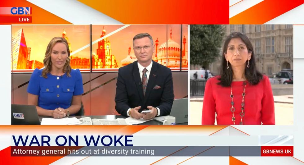 GB News' Isabel Webster and Stephen Dixon speaking to Suella Braverman