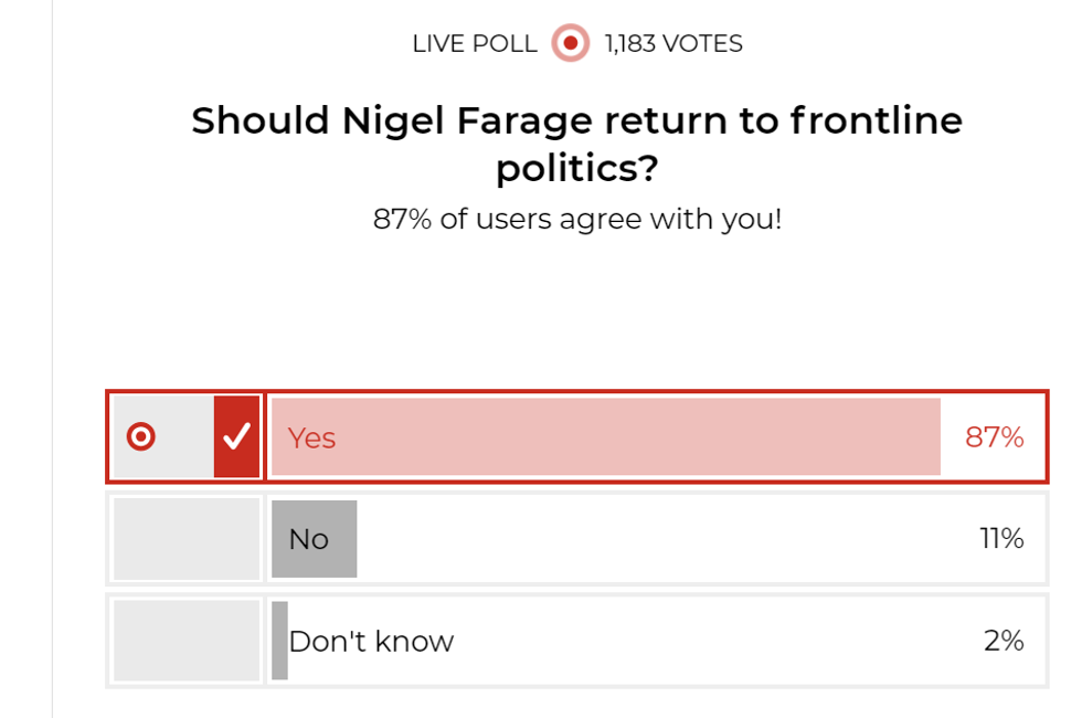GB News members want Nigel Farage to return to frontline politics