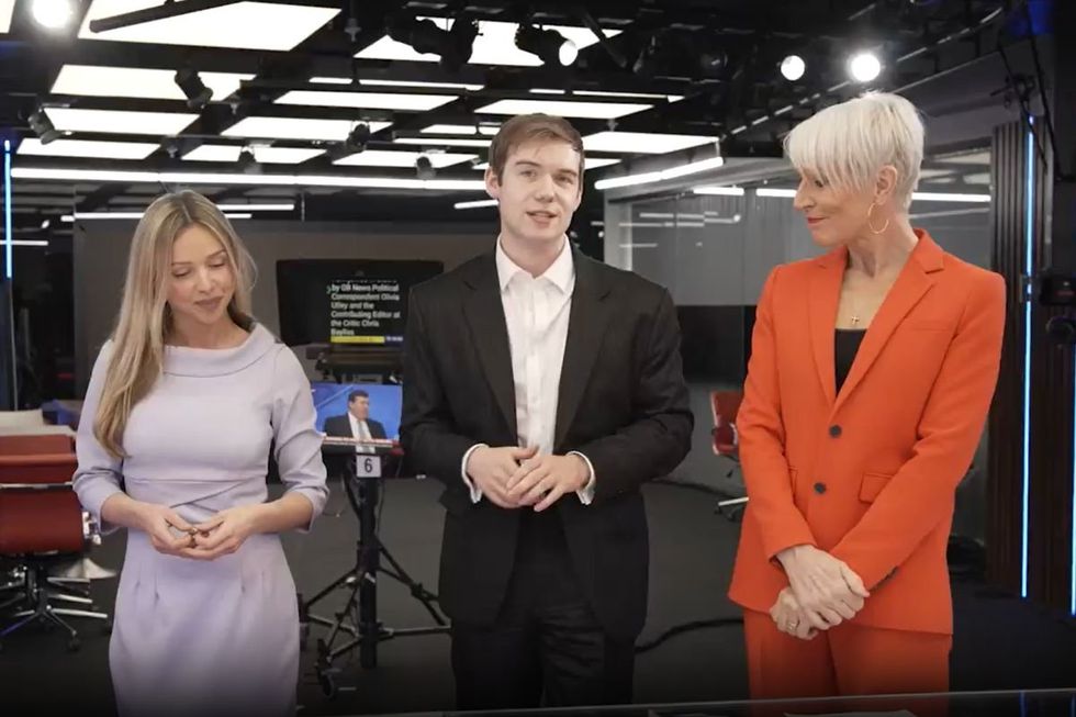 GB NEWS PRESENTERS SOFIA WENZLER, CHARLIE PETERS AND DAWN NEESOM