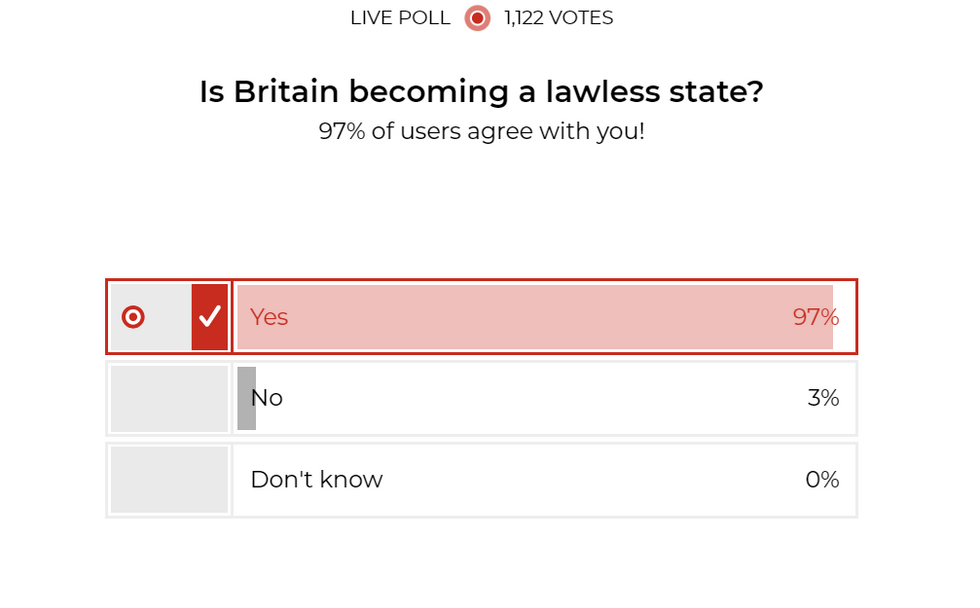 GB News readers have shared their thoughts on whether Britain is a lawless state