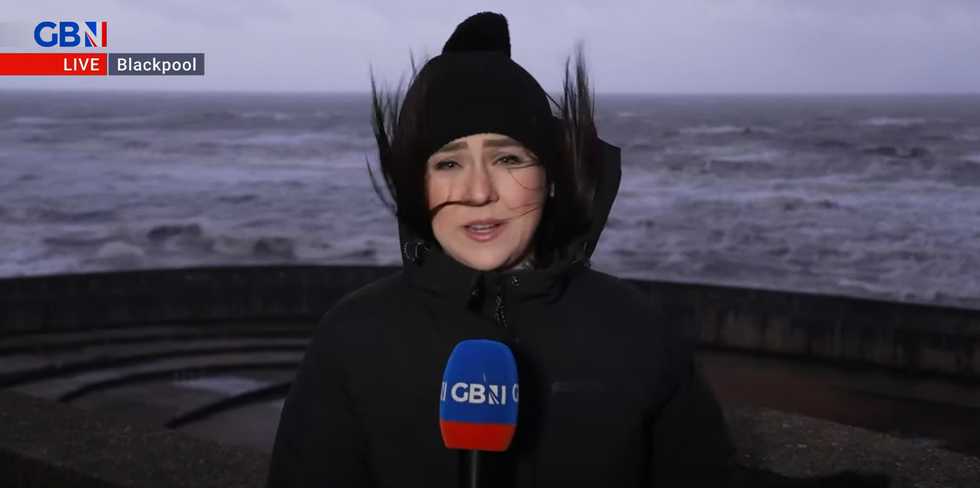 GB News reporter Sophie Reaper in Blackpool