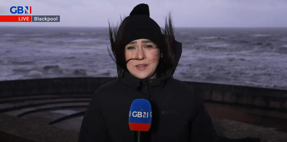 GB News reporter Sophie Reaper in Blackpool