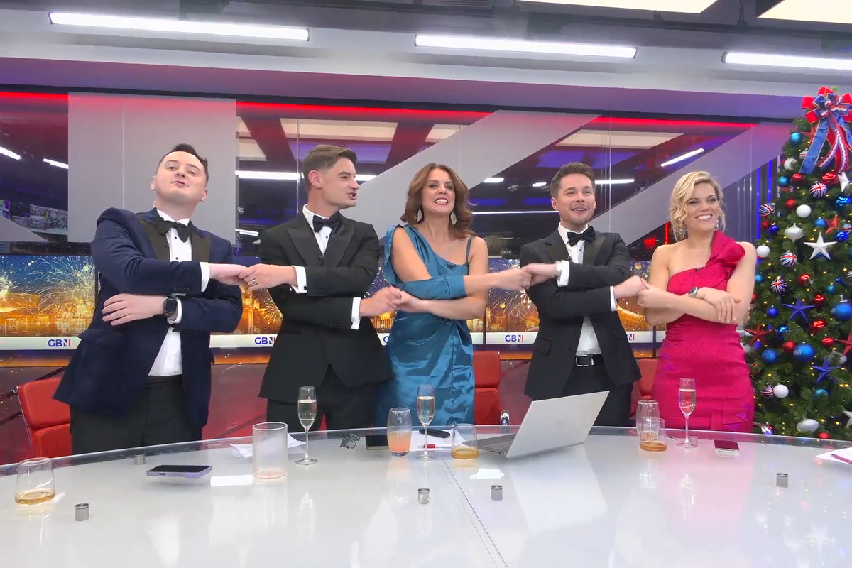 GB News stars link arms as they sing Auld Lang Syne to ring in the New Year