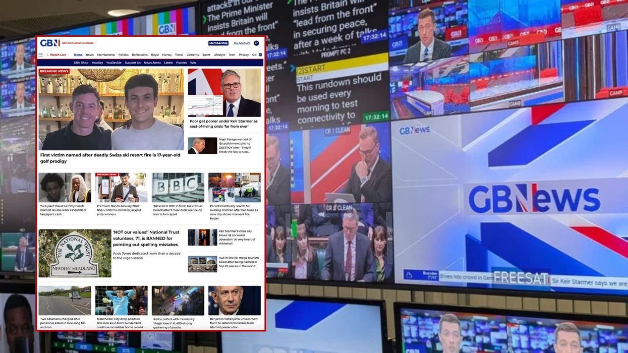 GBnews.com homepage inset with GB News gallery