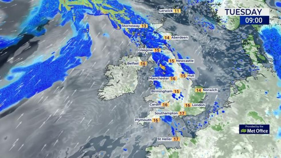 UK Weather: An increasingly wet, mild and windy day