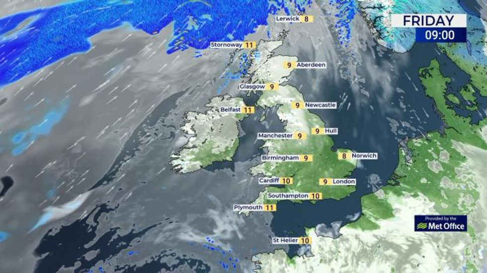 UK weather: Becoming wet and windy in north, mainly fine in south