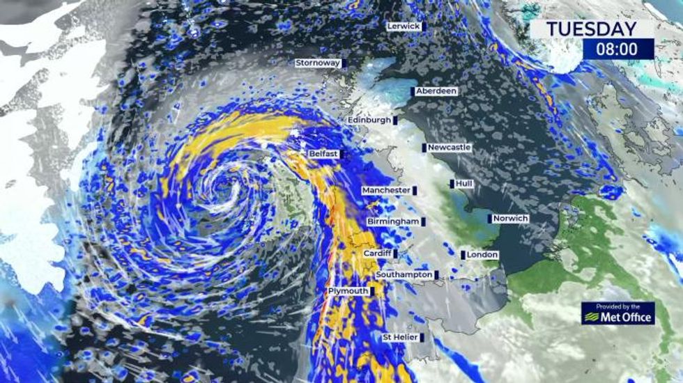 Danger to life: Rain, snow and 80mph winds forecast to batter UK in weather warning