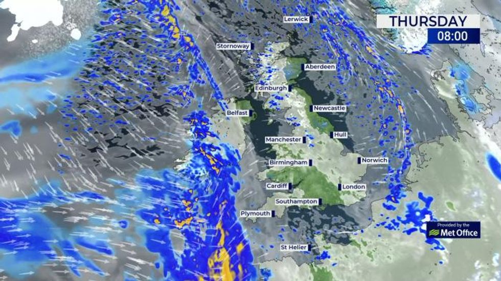 UK weather: Showers then rain, but mainly dry in the east of England