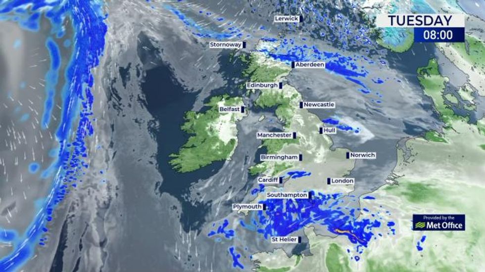 Weather: Occasional rain in the south, wintry showers in the north