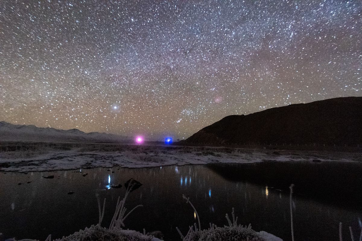  Geminid meteor shower streaks across the night sky on the early morning of December 12, 2021, in Bazhou, Xinjiang Province, China