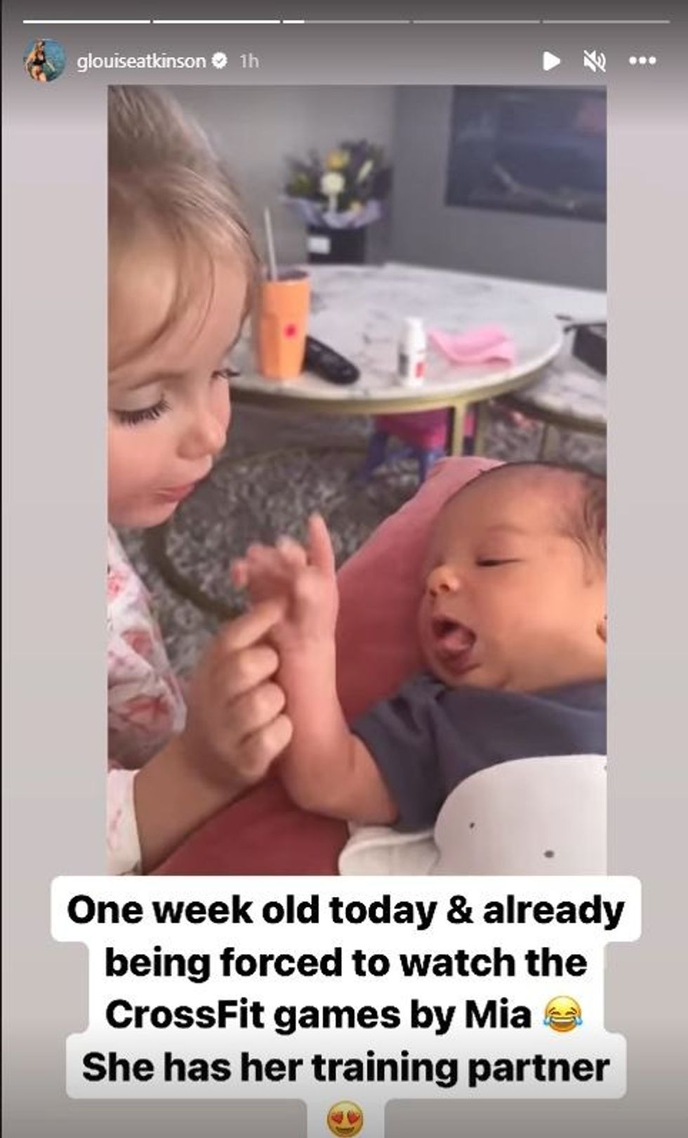 Gemma Atkinson's daughter Mia with her newborn brother