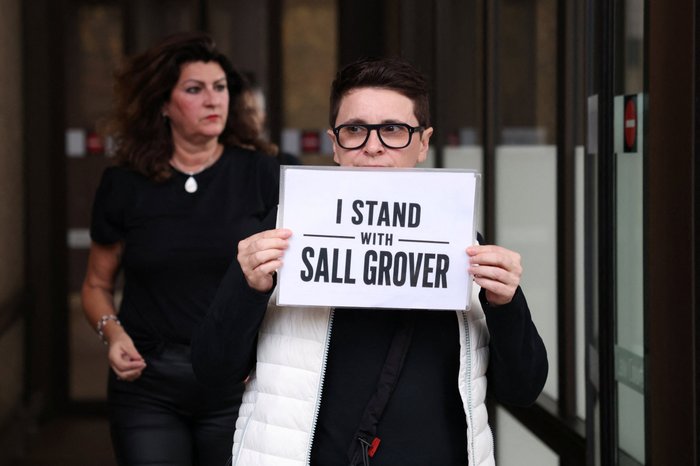 Gender-critical protester backs Sall Grover