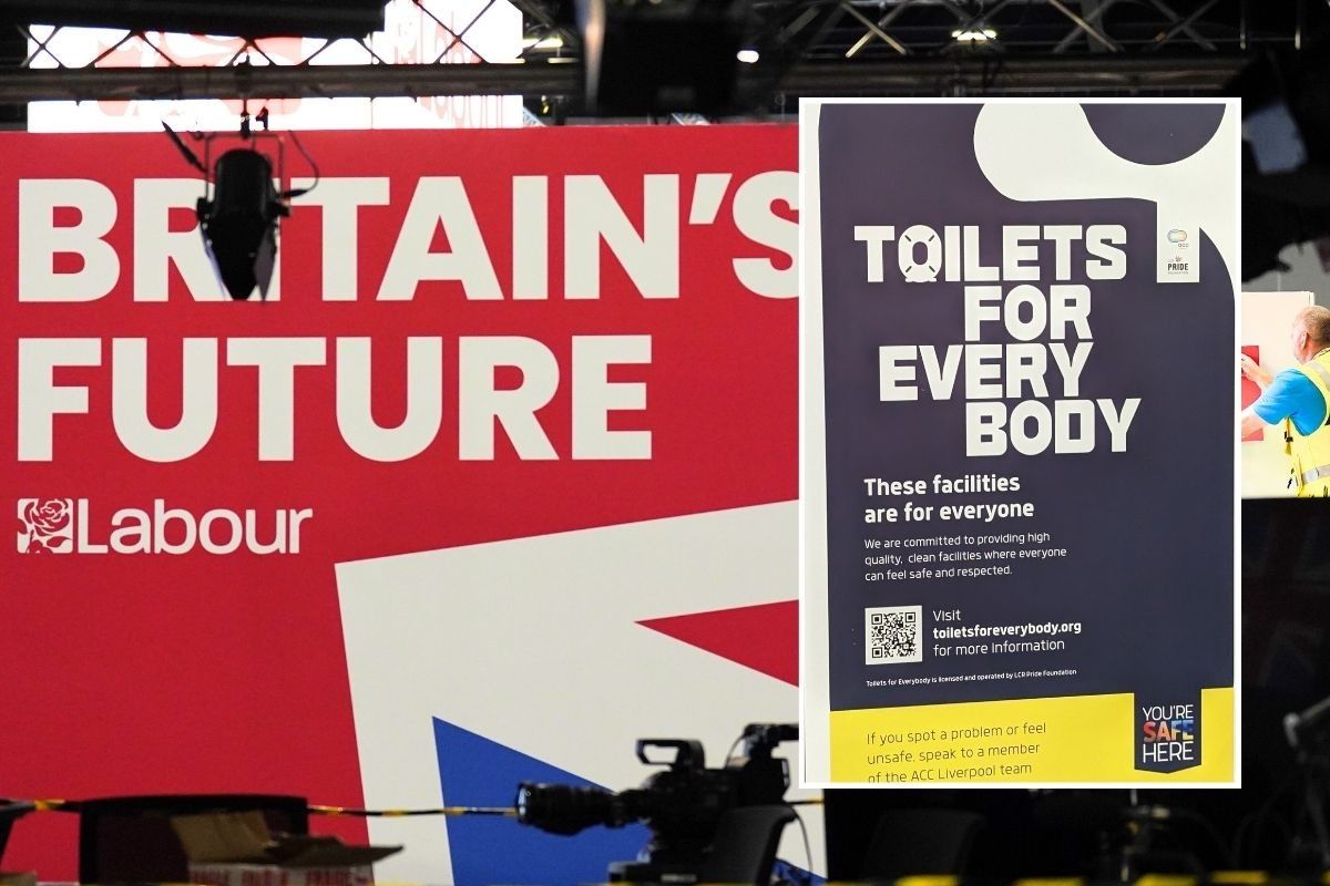 Gender neutral toilets sign at Labour conference