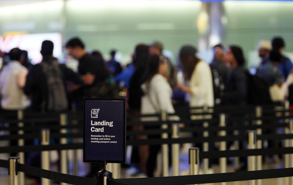 General view of passengers going through UK Border at Terminal 2 of Heathrow Airport
