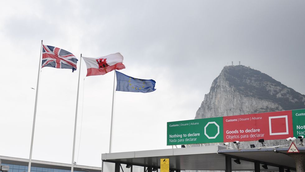 General view of the Border/Passport control crossing in Gibraltar