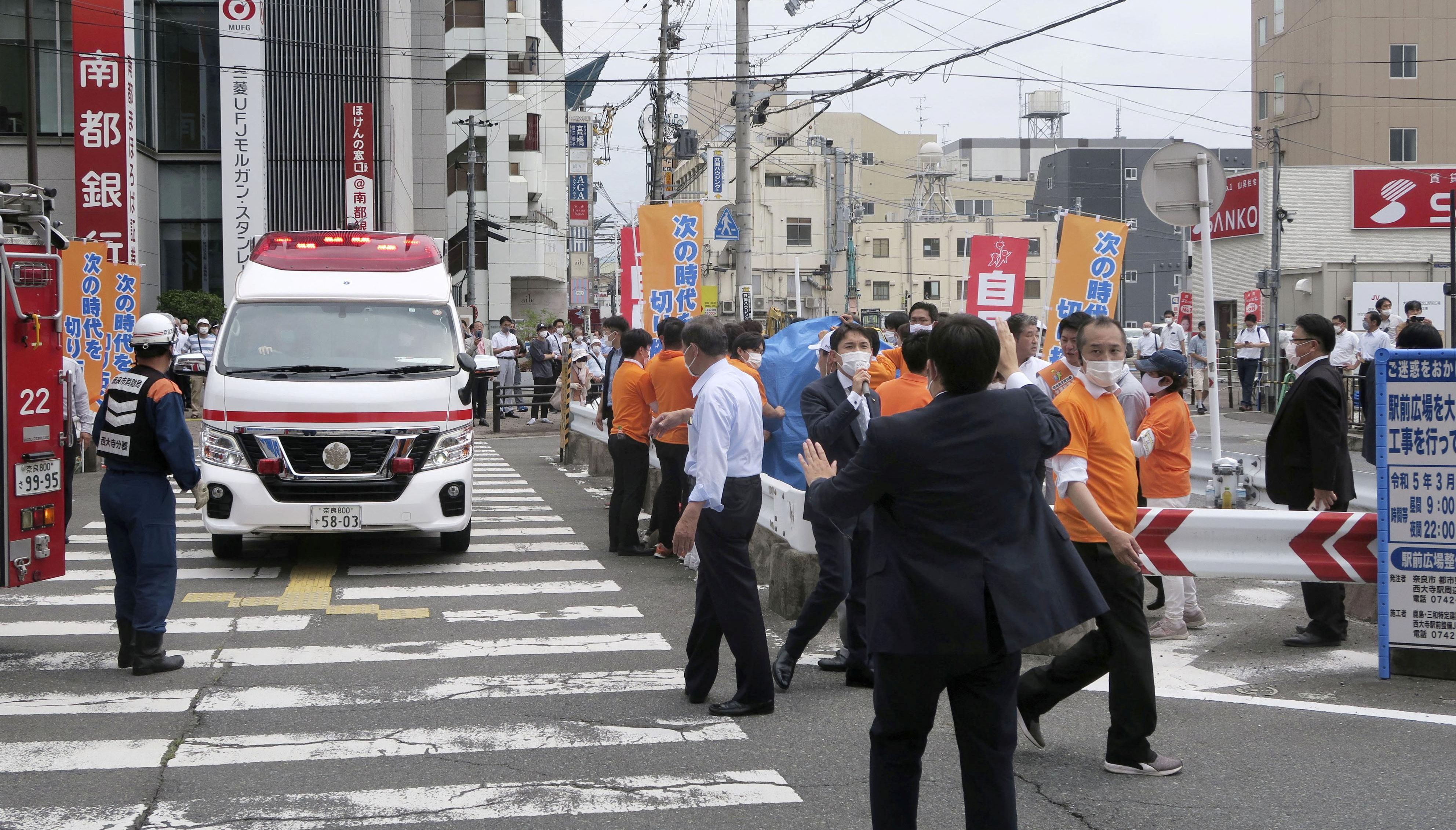 General view shows the site after former Japanese prime minister Shinzo Abe was shot