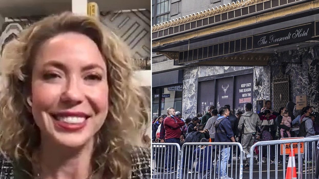 Genevieve Collins and migrants in New York