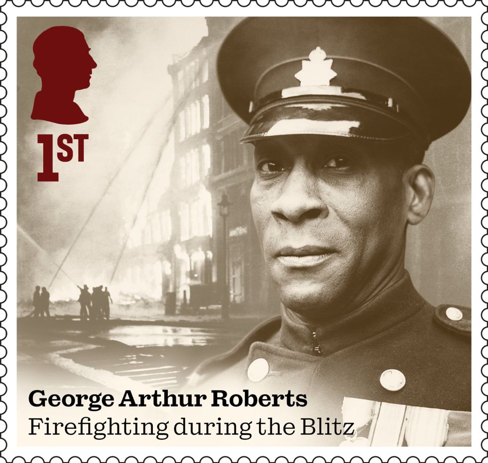 George Arthur Roberts on one of 10 stamps that honour men and women who made extraordinary contributions during the Second World War to mark the 80th anniversary of VE Day
