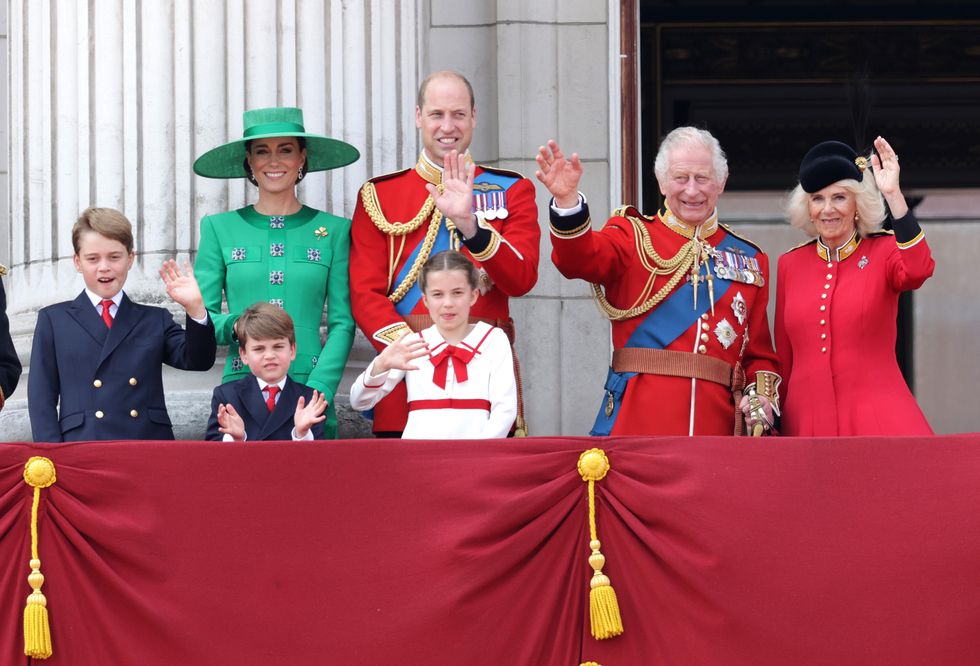 George, Louis, Kate, Charlotte, William, Charles and Camilla