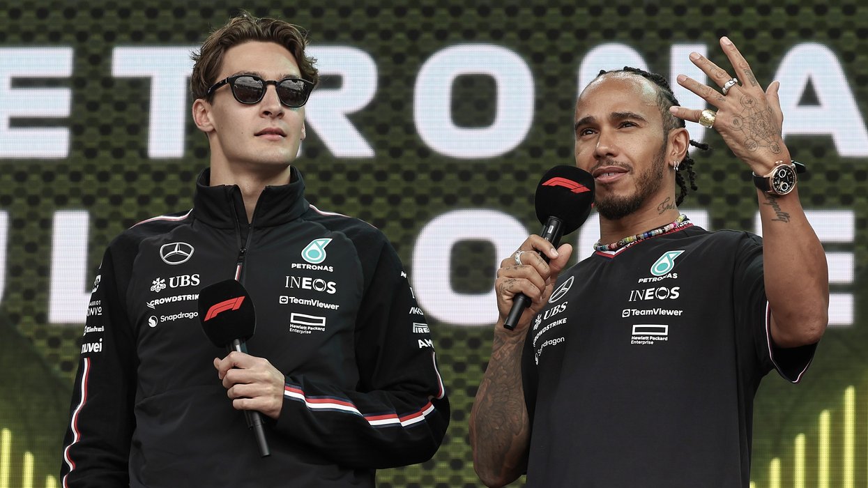 George Russell pipped Lewis Hamilton to a podium