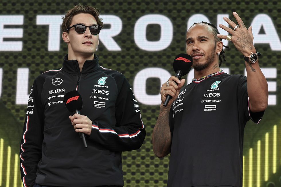 George Russell pipped Lewis Hamilton to a podium