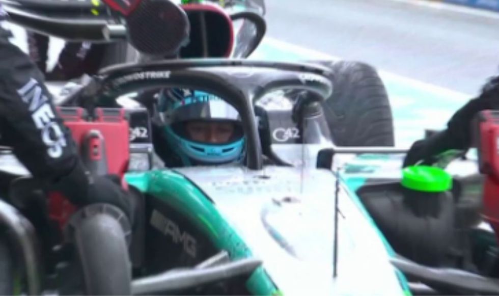 George Russell was forced to retire his car