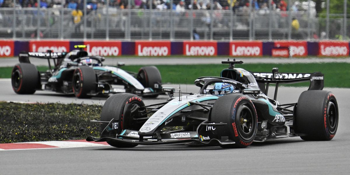 George Russell out of Canadian Grand Prix as British driver visibly frustrated launching headrest onto track George Russell out of Canadian Grand Prix as British driver visibly frustrated launching headrest onto track