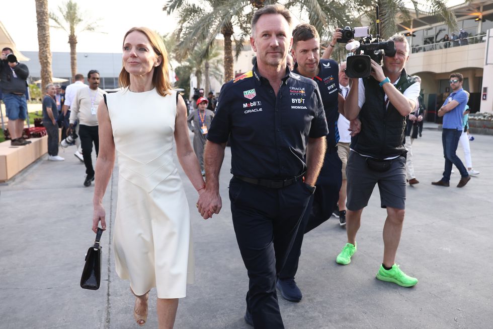Geri Halliwell walked hand in hand with Christian Horner into the Bahrain Grand Prix