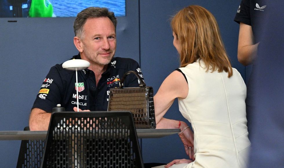 Geri Halliwell was seen supporting her husband in Bahrain