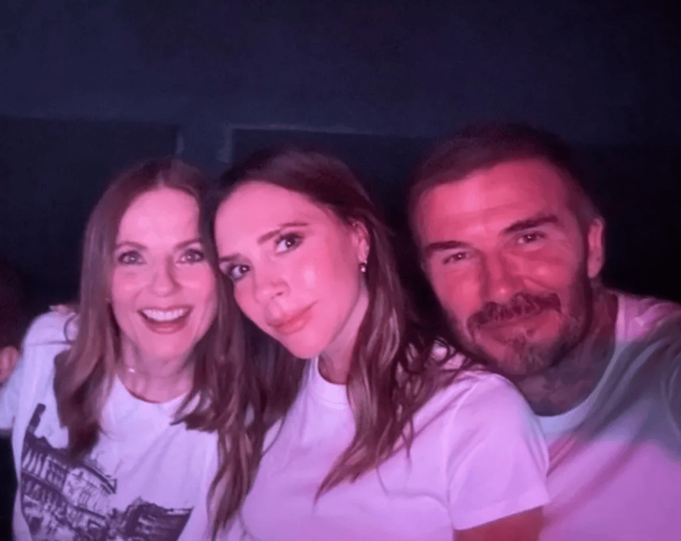 Geri with Victoria Beckham and David Beckham
