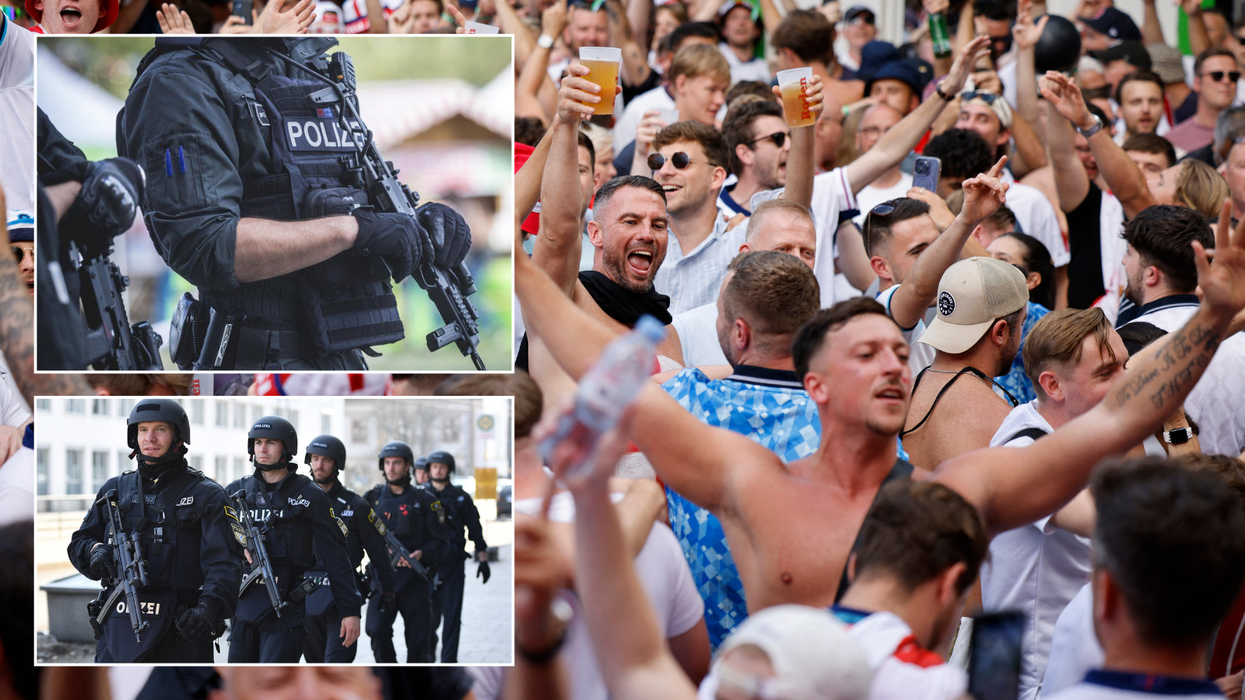 German police/England fans at Breitscheidplatz