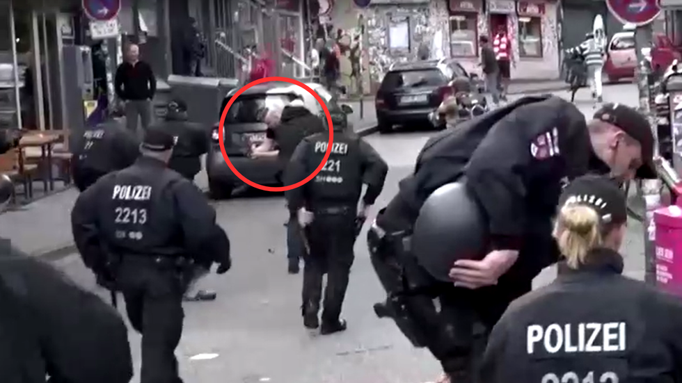German police with attacker circled
