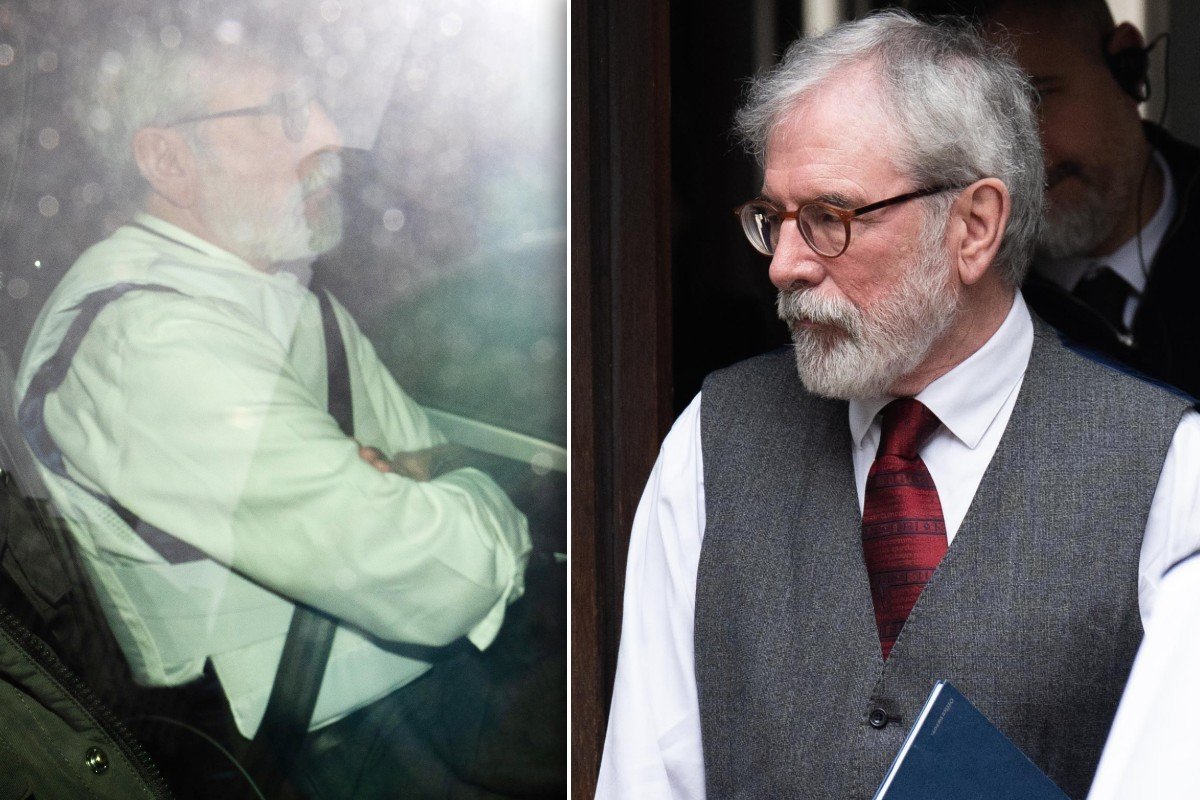 Gerry Adams in a bulletproof vest