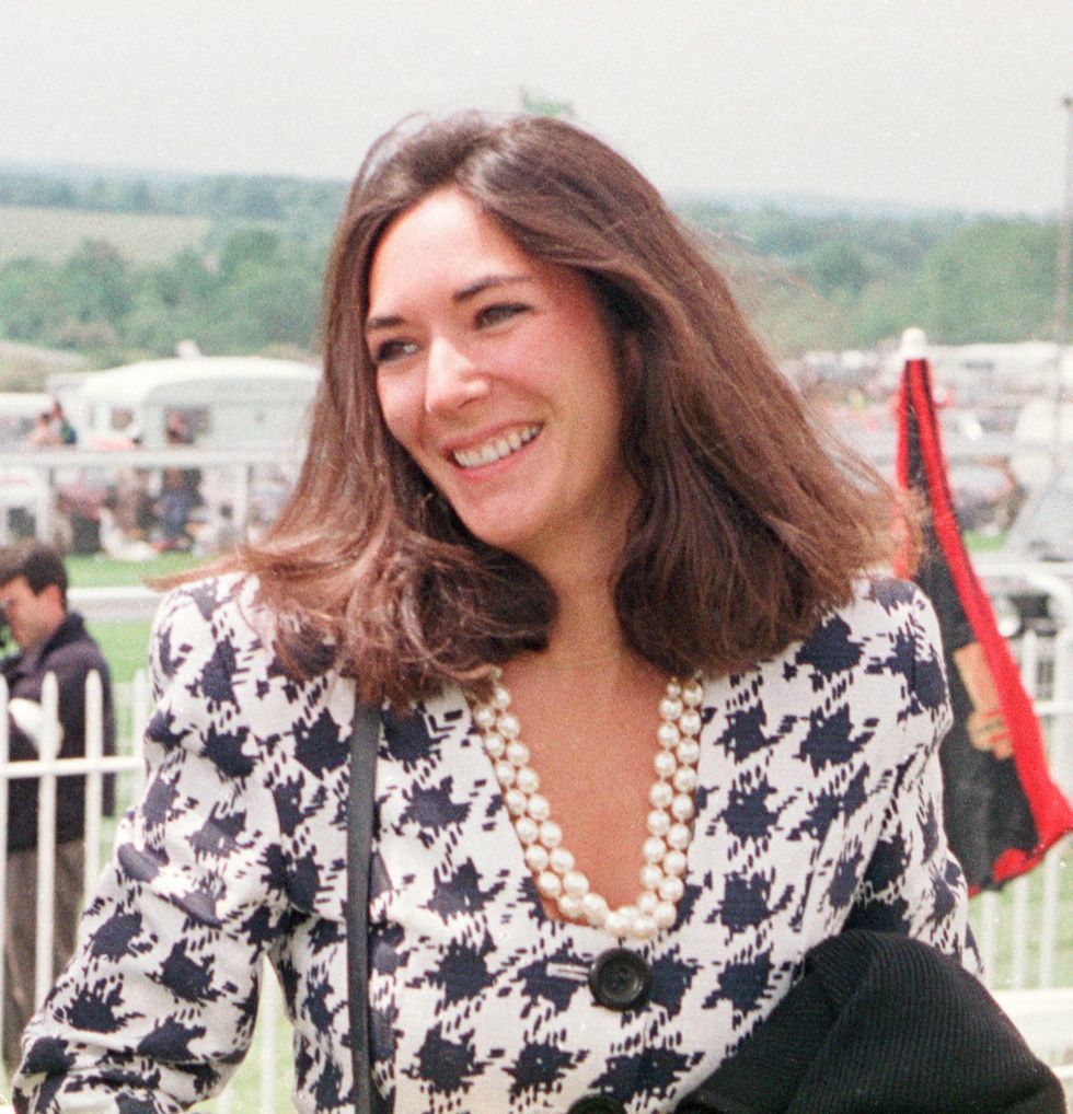 Ghislaine Maxwell, daughter of Robert Maxwell, arriving at Epsom Racecourse.