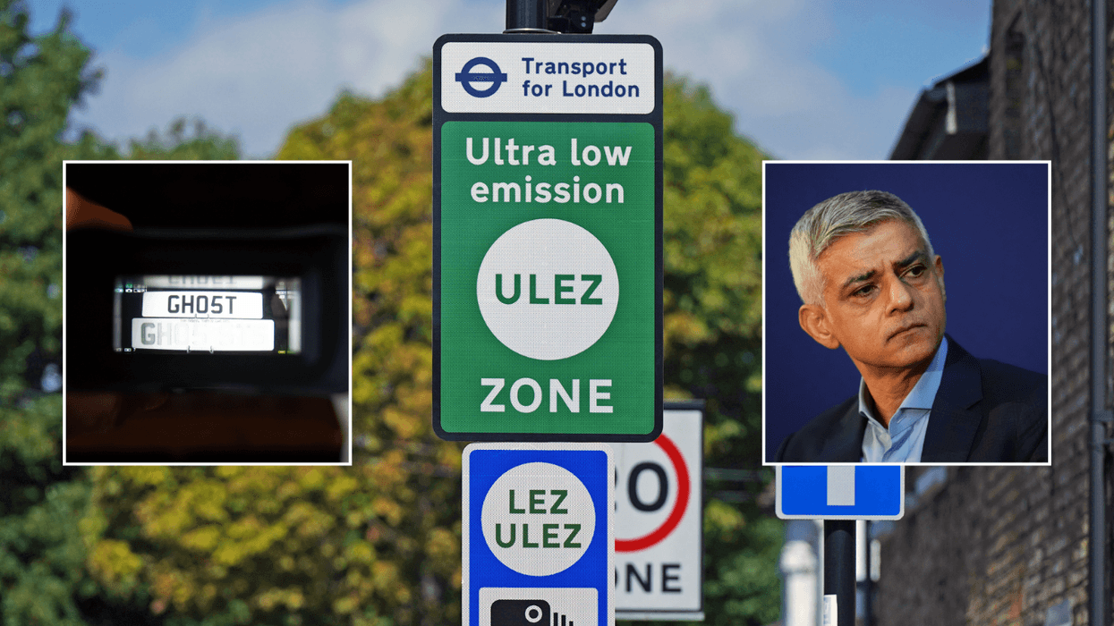 Ghost number plate, Sadiq Khan and Ulez sign