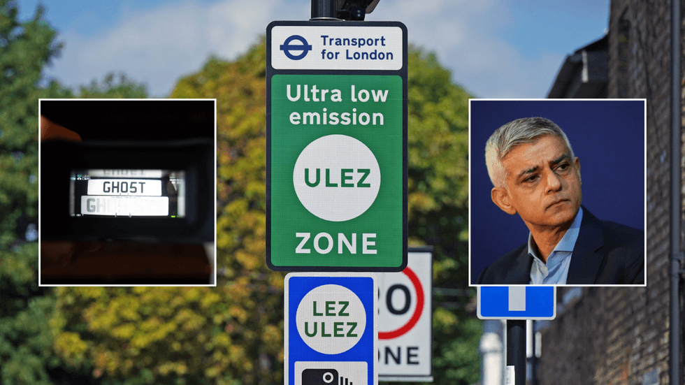 Ghost number plate, Sadiq Khan and Ulez sign