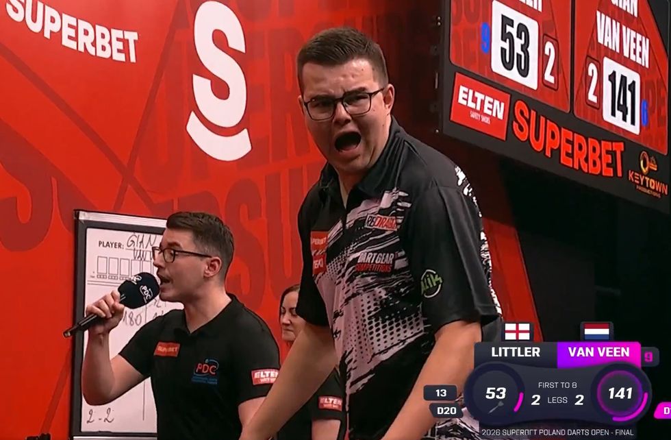 Gian van Veen screamed in delight after a beautiful nine-darter