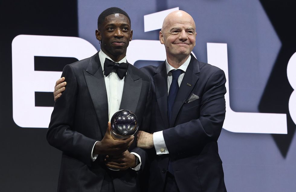 Gianni Infantino and \u200bOusmane Demb\u00e9l\u00e9