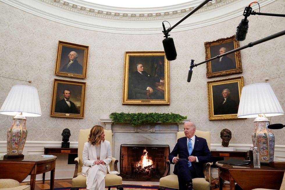 Giorgia Meloni and Joe Biden