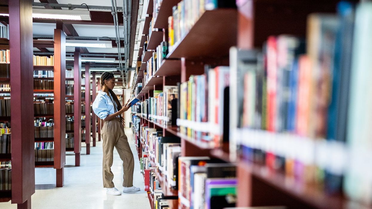 Girl in a library