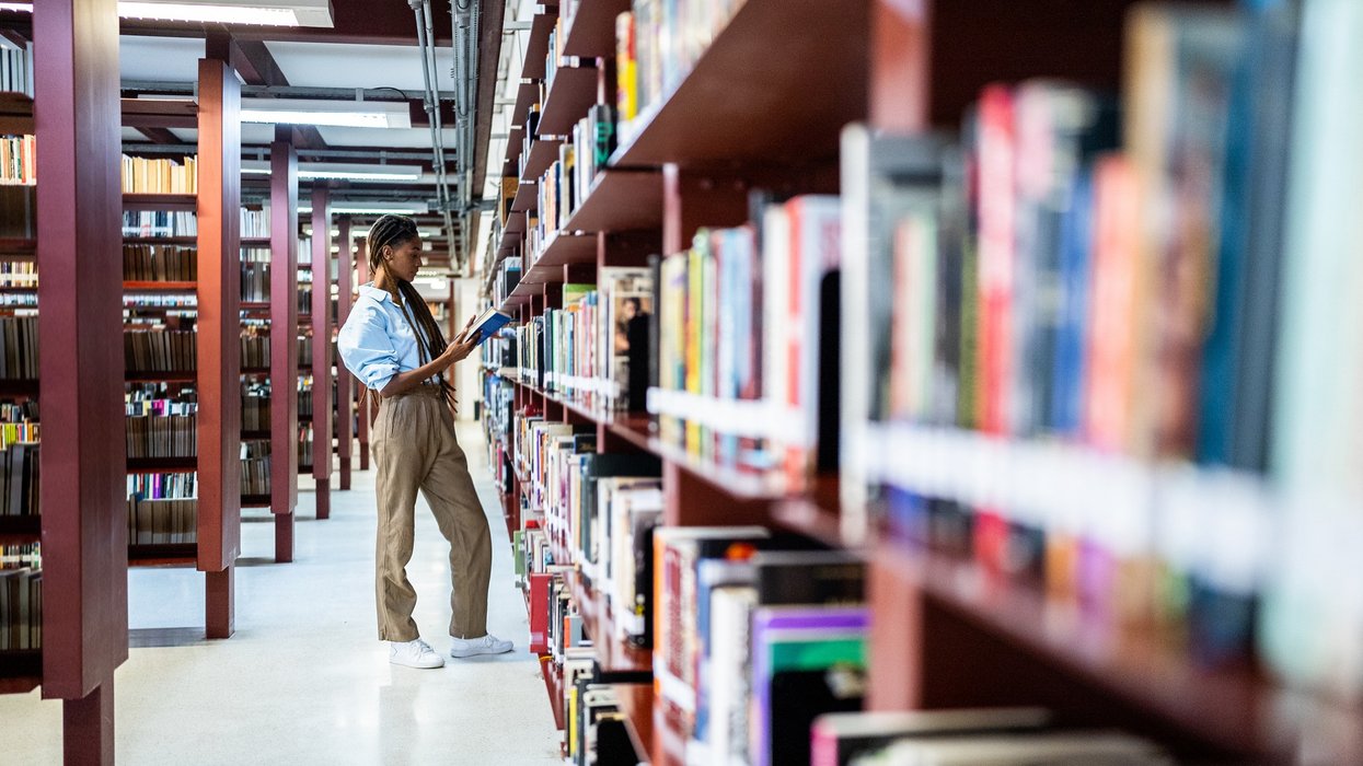 Girl in a library